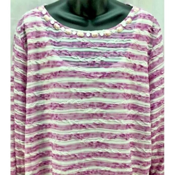 Ruby Rd Woman Top 2X Pink Stripe Tunic Women New - Picture 2 of 6